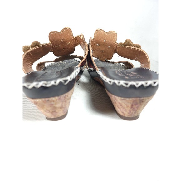 Spring Step L'Artiste Leather Wedge Sandals Vergie Red Floral Colorful-Size 40 - Picture 7 of 9